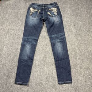 Miss Me Jeans Womens 30 Skinny Blue Stonewash Wings 30x33